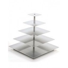 CUPCAKE SQUARE SILVER 5 TIERED STAND